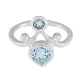 Blue Topaz Toi et Moi Indian 92.5 Silver Blue Gemstones Tiny Artisan Ring Jewellery