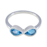 Blue Topaz Toi et Moi Turkish 92.5 Silver Blue Gemstone Dainty Boho Ring Jewellery