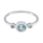 Blue Topaz Trilogy Japanese 925 Sterling Silver Blue Gems Elegant Glamorous Ring Jewellery