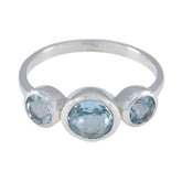 Blue Topaz Trilogy Turkish 925 Sterling Silver Blue Gems Whisper thin Sophisticated Ring Jewelry