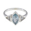 Blue Topaz Trilogy Korean 925 Sterling Silver Blue Gemstone Whisper thin Fairytale Ring Jewelry
