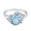 Blue Topaz Halo Egyptian 92.5 Silver Blue Gemstones Slim Cultural Ring Jewelry