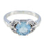 Blue Topaz Halo Turkish 925 Silver Blue Gemstone Whisper thin Fairytale Ring Jewelry