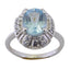 Blue Topaz Halo German 925 Silver Blue Gemstones Featherlight Romantic Ring Jewellery