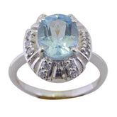 Blue Topaz Halo German 925 Silver Blue Gemstones Featherlight Romantic Ring Jewellery
