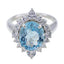 Blue Topaz Halo German 925 Silver Blue Gemstones Eye catching Modern Ring Jewelry