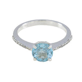 Blue Topaz Halo French Silver Blue Gemstone Featherlight Luxurious Ring Jewellery