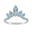 Blue Topaz Penta Turkish 925 Silver Blue Gems Elegant crown Ring Jewellery