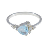 Blue Topaz Halo Japanese 925 Silver Blue Gemstone Delicate Modern Ring Jewellery