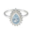 Blue Topaz Halo Korean 925 Sterling Silver Blue Gemstones Whisper thin Sophisticated Ring Jewelry