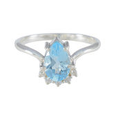 Blue Topaz Halo Japanese 925 Silver Blue Gemstones Delicate Modern Ring Jewelry