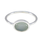 Aqua Chalcedony Solitaire American Silver Green Gems Elegant Feminine Ring Jewellery