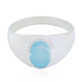 Blue Chalcedony Solitaire Moroccan Silver Blue Gemstones Minimal Traditional Ring Jewelry