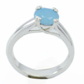 Blue Chalcedony Solitaire Indian 925 Sterling Silver Blue Gems Tiny Fairytale Ring Jewelry