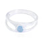 Blue Chalcedony Solitaire Korean 925 Silver Blue Gemstone Dainty Feminine Ring Jewelry