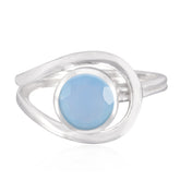 Blue Chalcedony Solitaire Moroccan 92.5 Silver Blue Gems Slim Feminine Ring Jewellery