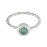 Aqua Chalcedony Solitaire Korean Sterling Silver Green Gems Delicate Trendy Ring Jewellery