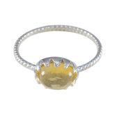 Citrine Solitaire Turkish Silver Yellow Gemstones Elegant Twist Ring Jewellery