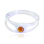 Citrine Solitaire Turkish Silver Yellow Gemstones Dainty Trendy Ring Jewelry