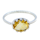 Citrine Solitaire Turkish 925 Sterling Silver Yellow Gemstones Minimalist Twist Ring Jewelry