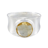 Citrine Solitaire French Sterling Silver Yellow Gemstones Edgy Armor Band Jewelry