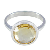 Citrine Solitaire French 925 Silver Yellow Gems Tiny Modern Ring Jewellery