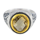 Citrine Solitaire Spanish 92.5 Silver Yellow Gems Eye catching Filigree Ring Jewellery
