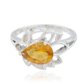 Citrine Solitaire Russian 925 Silver Yellow Gemstones Featherlight Promise Ring Jewelry