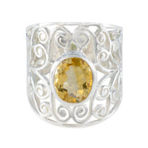 Citrine Solitaire Middle Eastern Silver Yellow Gemstones Versatile Filigree Ring Jewelry