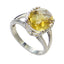 Citrine Solitaire Indian Sterling Silver Yellow Gemstone Mid weight Luxurious Ring Jewelry