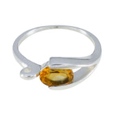 Citrine Solitaire American Silver Yellow Gems Dainty Modern Ring Jewelry