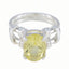 Citrine Solitaire Mexican Sterling Silver Yellow Gemstone Eye catching Rope Wire Ring Jewelry