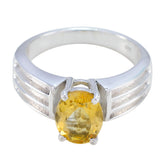 Citrine Solitaire Indian 925 Sterling Silver Yellow Gems Eye catching Love Ring Jewellery