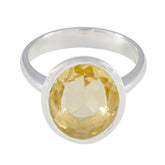 Citrine Solitaire Russian 925 Silver Yellow Gemstone Minimal Contemporary Ring Jewellery