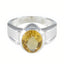 Citrine Solitaire African Silver Yellow Gemstones Mid weight Glamorous Ring Jewellery