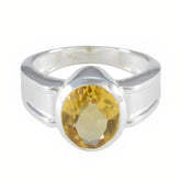 Citrine Solitaire African Silver Yellow Gemstones Mid weight Glamorous Ring Jewellery