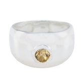 Citrine Solitaire Russian 92.5 Silver Yellow Gems Eye catching Modern Ring Jewelry
