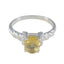 Citrine Solitaire German 925 Sterling Silver Yellow Gemstone Slim Modern Ring Jewelry