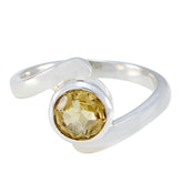 Citrine Solitaire Japanese Sterling Silver Yellow Gems Dainty Luxurious Ring Jewelry