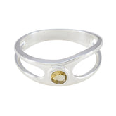 Citrine Solitaire Korean 925 Sterling Silver Yellow Gemstone Whisper thin Trendy Ring Jewellery