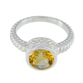 Citrine Solitaire French 925 Sterling Silver Yellow Gemstone Classic Fairytale Ring Jewelry