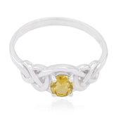 Citrine Solitaire American Sterling Silver Yellow Gemstones Dainty Graceful Ring Jewelry
