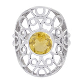Citrine Solitaire Middle Eastern Sterling Silver Yellow Gems Classic Filigree Ring Jewelry