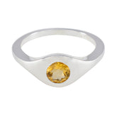 Citrine Solitaire Russian 92.5 Silver Yellow Gems Featherlight Luxurious Ring Jewellery