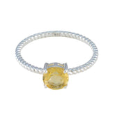 Citrine Solitaire Turkish Silver Yellow Gemstones Delicate Twist Ring Jewellery