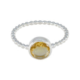 Citrine Solitaire Japanese Silver Yellow Gemstones Delicate Twist Ring Jewellery