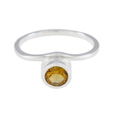 Citrine Solitaire Korean 925 Sterling Silver Yellow Gemstones Delicate Fairytale Ring Jewellery
