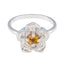 Citrine Solitaire Moroccan 925 Sterling Silver Yellow Gems Tiny Floral Ring Jewellery