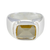 Citrine Solitaire Egyptian 92.5 Silver Yellow Gemstone Essential Contemporary Ring Jewellery