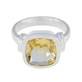 Citrine Solitaire Russian Sterling Silver Yellow Gemstone Eye catching Contemporary Ring Jewellery